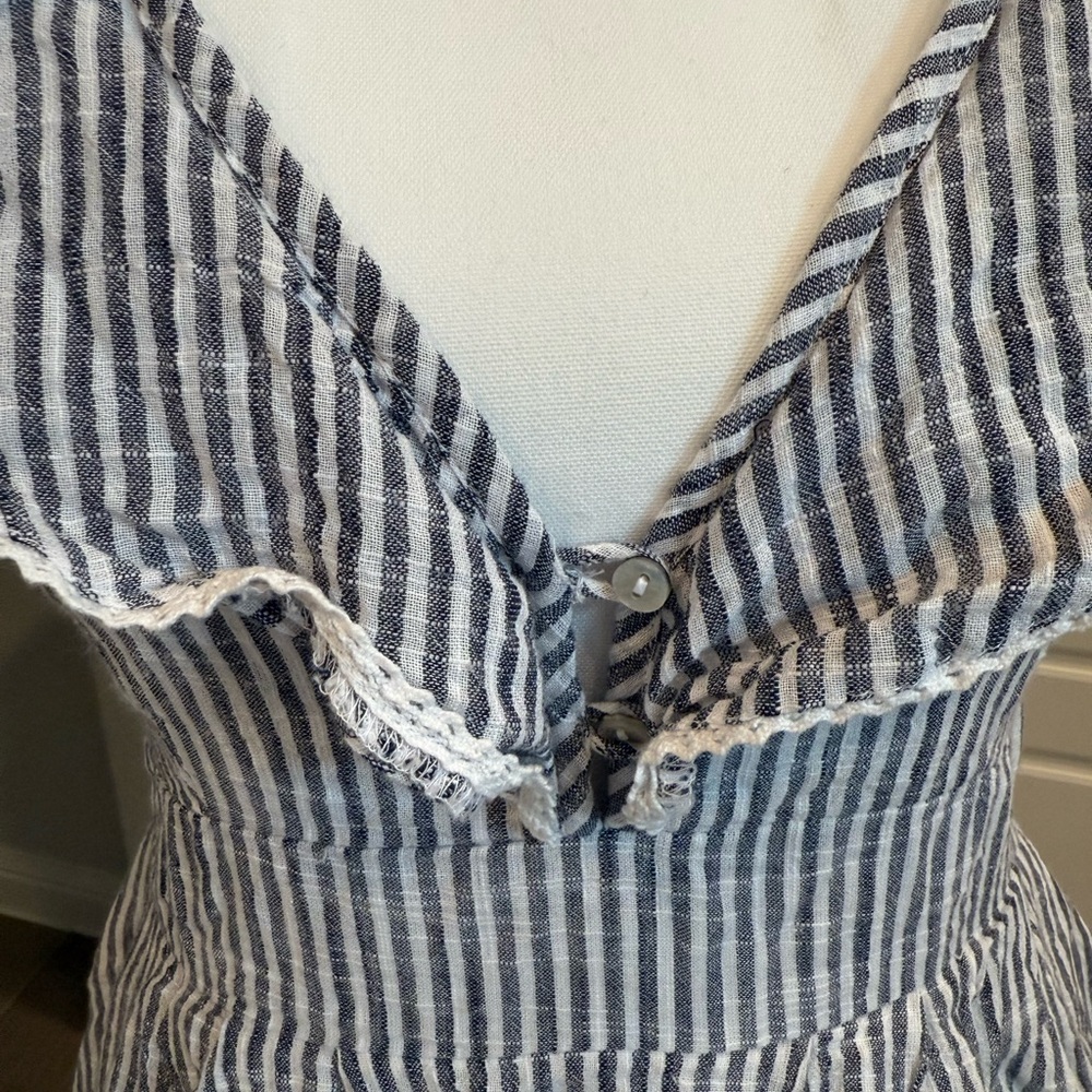 Striped Ruffle V-Neck Dress - Picture 2 of 5
